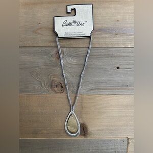 Bella Uno Gray Necklace with hammered silver and gold embellishments, NWT